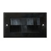 Black Double Gang Brush Strip Wallplate/Wall Plate/Faceplate Cable Tidy by
