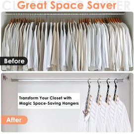 College Dorm Room Essentials, Closet Organizers and Storage, Magic Hangers Space Saving with 5 Holes for Wardrobe, Premium Smart Plastic Clothes Hanger, Organization Home Apartment Essentials, 24 Pack