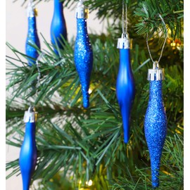 Christmas Concepts® Pack Of 15-8.5cm Droplet Baubles - Matte & Glitter Design - Christmas Baubles (Royal Blue)
