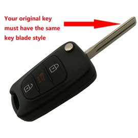 Replacement Key Fob Shell Case Fit for Kia Soul Rio 3 Buttons Flip Folding Keyless Entry Remote Key Fob Cover Housing with Uncut Blade Blank
