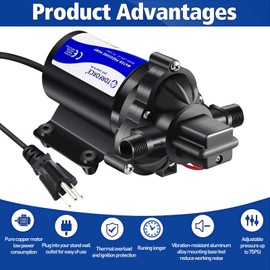 TDRFORCE 110V Fresh Water Circulating Pump 4GPM Pressure Increase Booster Pump 45 PSI Transfer Pump Self Priming on Demand Water Pump Diaphragm Pump Washdown Pump Inline Water Pump for Garden Hose…