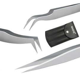 SIVOTE Lash Tweezers for Eyelash Extensions for Volume, Isolation & Classic Lashes, 3 Pack, Matte Silver