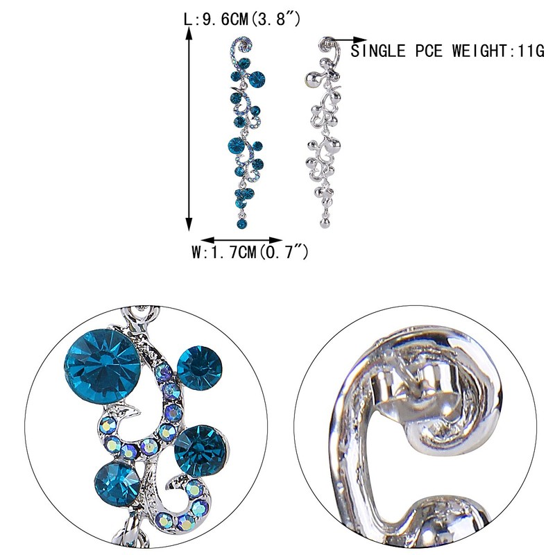 Flyonce Austrian Crystal Wedding Bridal Flower Wave Vine Long Dangle