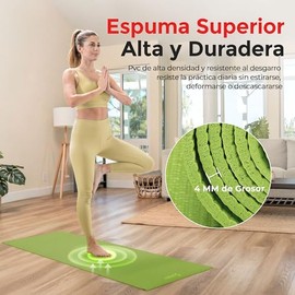 Sunny Health & Fitness Rutschfeste Yogamatte – Langlebig, Reißfest, Leicht, Gepolsterte Unterstützung für Yoga, Pilates, Dehnübungen, Meditation und B