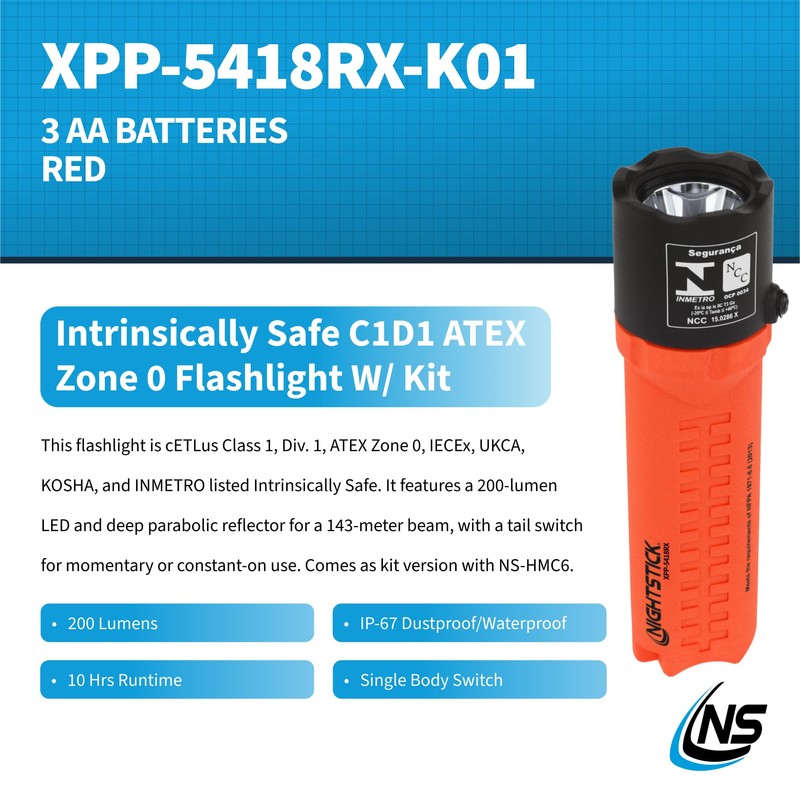 Nightstick Flashlights XPP-5418RX-K01, Multi-Angle Mount, Red