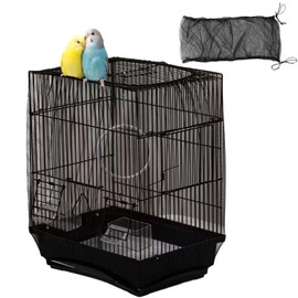 Ulifebetter Bird Cage Seed Catcher, Adjustable Bird Cage Bird Cage Cover Skirt Seed Catcher Birdcage Seed Catcher Bird Cage Netting Bird Cage Mesh Cover for Bird Cage Parrot Lovebirds Finches(Black)