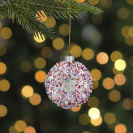 Northlight 3.75" Pink Doughnut with Sprinkles Glass Christmas Ornament
