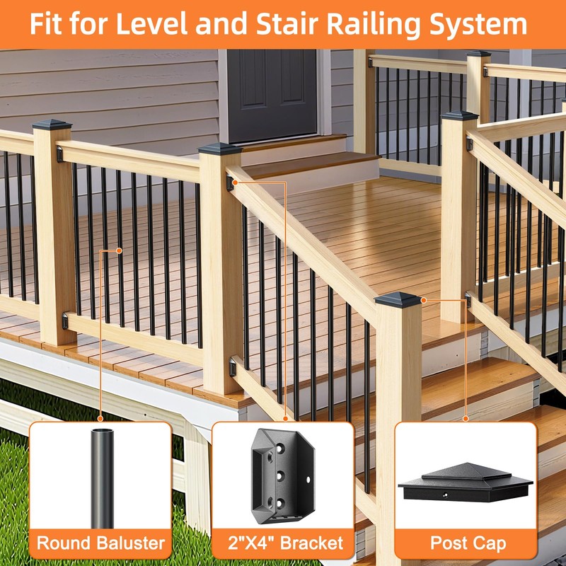 Funerlulu 40 Pack Aluminum Alloy 2"x4" (Actual 1.5"x3.5") Deck Railing