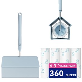 Extra Sticky Large Surface Lint Roller, 6.3'' Giant Lint Roller for Pet Hair, 360 Sheets/ 4 Refills, Long Handle Lint Remover for Clothes, Furniture (1 Roller + 360 Sheets)