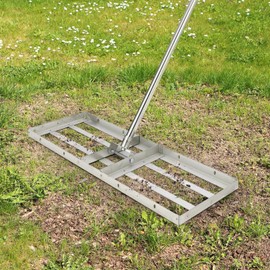 6FT 30"×10" Lawn Leveling Rake, Heavy-Duty Handheld Grass Leveler, Steel Construction, 180° Adjustable Rotation, Topdressing Spreader Tool for Gardens, Backyards, Golf Courses, Farms, and Pastures