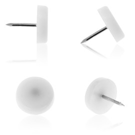 Qjaiune 100 PCS Nail In Furniture Glides 18mm Nylon Chair Glides for Wood Floors, White Plastic Table Leg Protectors Chair Feet Sliders, Thickened Table Legs Tack on Furniture Pads for Hardwood Floors