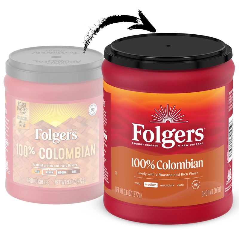 Folgers 100% Colombian Coffee, Medium Roast Ground Coffee, 9.6 Ounce