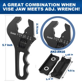BRIFITOR AN Fittings Wrench 3AN-16AN Adjustable Aluminum Hose Fitting Wrench, Black (With 4" Vise Jaws Pads)