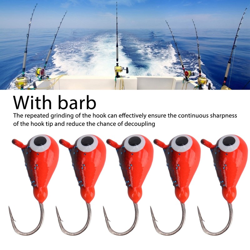 5 PCS Ice Fishing Jigs Kit Winter Fishing Perch Hooks