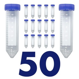 Wisyurt Scientific Conical Centrifuge Tubes 50ML, [50 Pack] Plastic Test Tube with Screw Caps, 50ML Sterile Test Tubes with Lids Easy to Use
