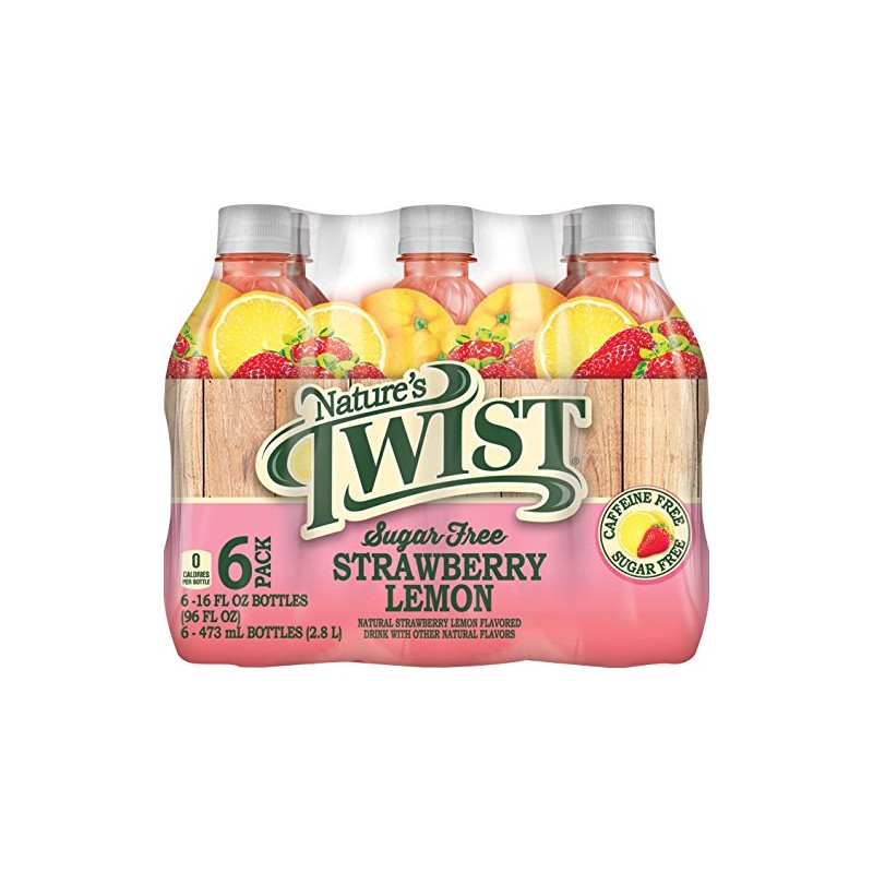 Nature's Twist Sugar Free Juice, Strawberry Lemon, 16 Ounce (Pack