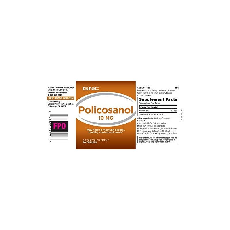 GNC Policosanol 10 mg - 60 Tablets | 60 Servings