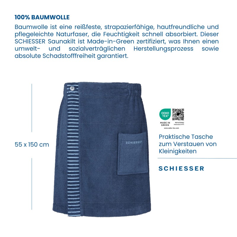 Schiesser Rome Sauna Kilt for Men Made of Absorbent Terry