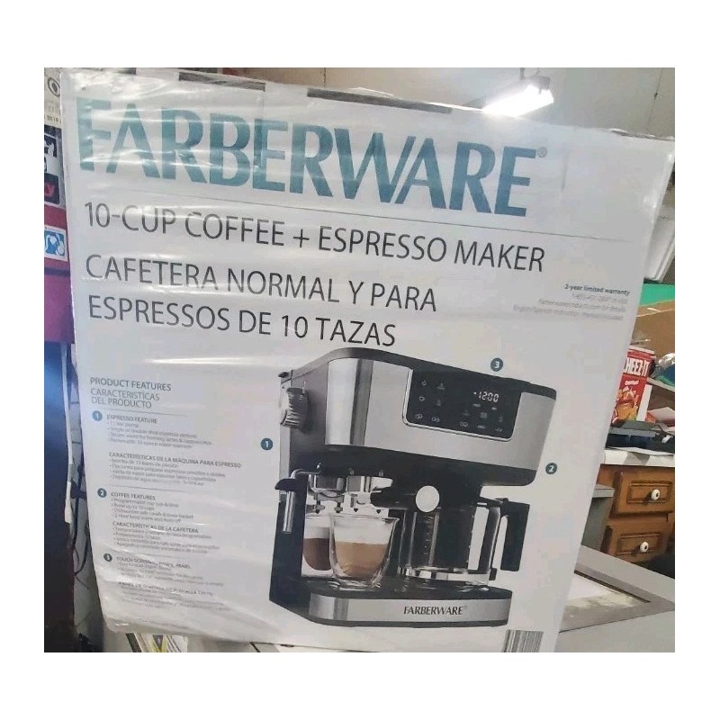 FARBERWARE DUAL BREW 10 CUP COFFEE + ESPRESSO MAKER TOUCHSCREEN