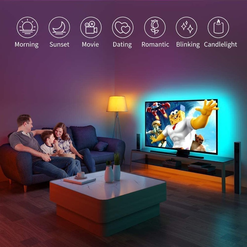 LED TV Backlight, 6.56Ft USB LED Strip Light, RGB Multi-Colour