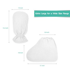Charmyth Guantes de cera de parafina para manos y pies, guantes de spa de parafina extra gruesos para terapia de calor (2 pares blanco)