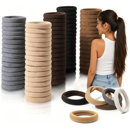 JSBelle Ligas para el Cabello de 200 Pcs para mujeres y niñas, coleteros elásticos gruesos sin costuras, bandas para el cabello que no dañan el cabello para uso diario. (200, Color Natural)