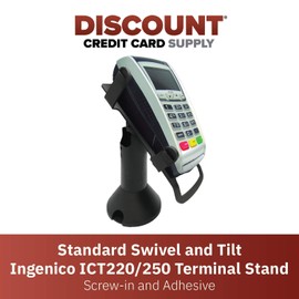 Discount Credit Card Supply DCCStands Standard Swivel and Tilt Ingenico ICT220/250 Terminal Stand, Screw-in and Adhesive
