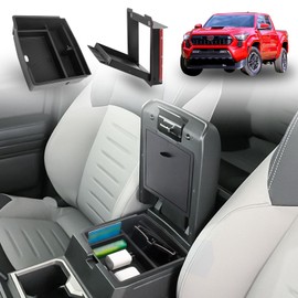 Neepiar 2PCS Center Console Organizer Tray Compatible with 2024 2025 Toyota Tacoma Armrest Hidden Storage Box ABS Plastic Interior Accessories