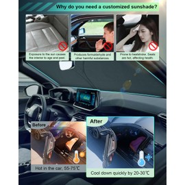 GAFAT Compatible with Peugeot 208 e-208 Restyling 2019-2024 2025 Sunshades Front Window Inside, 208 GT 2023 Line Windscreen Parasol Sun Visor Sun Protection, Cooling, UV Protection, 208 Accessories