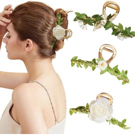 Daisy and Flower Claw Hair Clips - Large Nonslip Hair Barrettes for Women, Strong Hold Lily Hair Clamps and Accessories for Long Thick Hair (Style, One size)