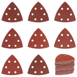 Pack of 120 Sandpaper Triangle Sandpaper 90 x 90 x 90 mm Triangle Sandpaper Sandpaper 6 Holes Velcro Sandpaper Triangle Sandpaper for Triangle Sanders (40 60 80 120 180 240 320 400 Grit)
