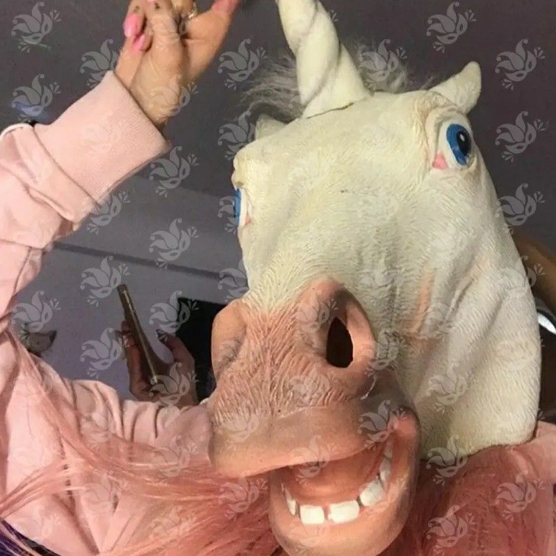 Ghoulish Productions Máscara Unicornio Blanco Disfraz Fiesta Halloween