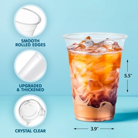 Jantle 20 Oz Clear Plastic Cups Bulk, 1000 Pack PET Disposable Drinking Cups, Party Cups, Cold Drink Cup for Weddings, Picnics (20 Oz - 1000 Pack)