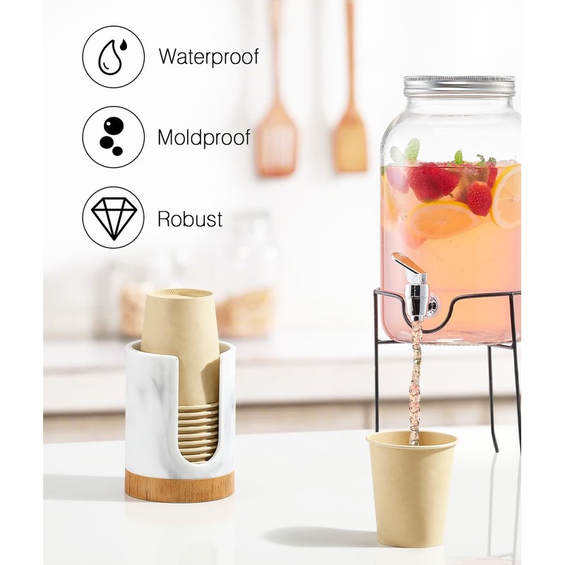 Luxspire Dixie Cup Dispenser, 5-7oz Bathroom Cup Dispenser, Marble Resin