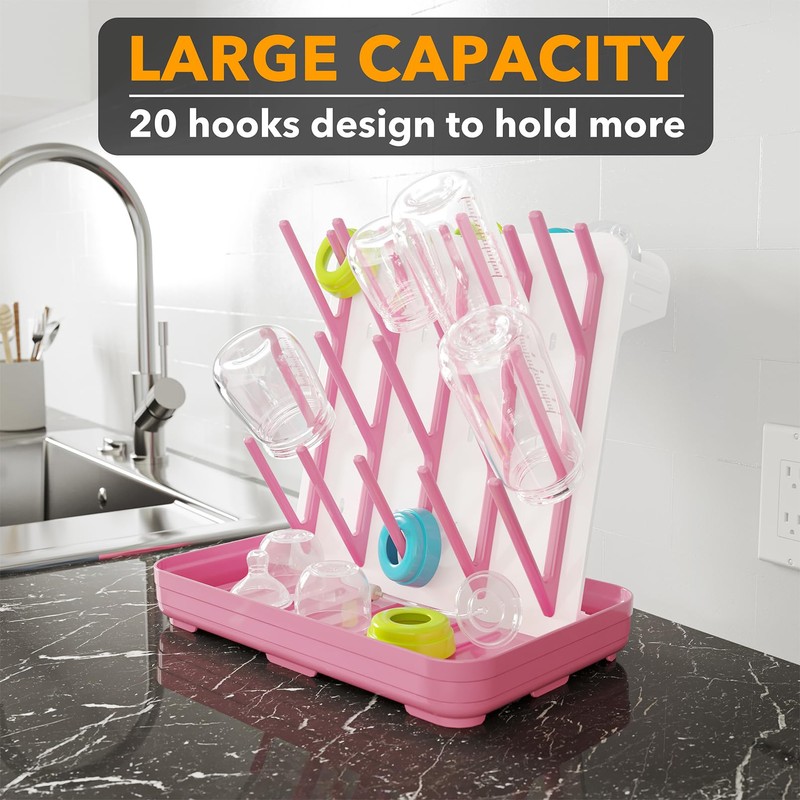 SpaceAid Baby Bottle Drying Rack with 20 Hooks, Space Saving