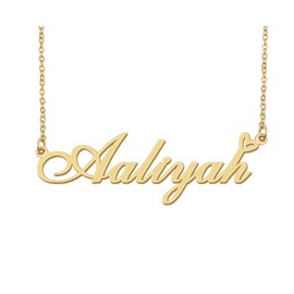 18k Gold Plated Valerie Name Necklace Heart Charm Pendant Stainless Steel Graduation Jewelry for Womens Teens 16"