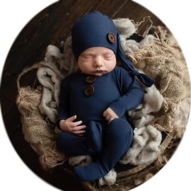Besutana Newborn Photography Props Baby Boys Girls Outfits Long Tail Hat and Costume Romper Photoshoot Costume Set