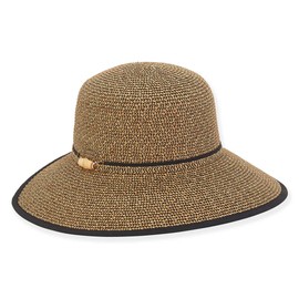 Sun 'N' Sand Women's Straw Hat - Sun Hat with UV Protection - Panama Hats for Women - Adjustable Beach Hat - Summer Hats for Women - 4" - Black