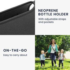 kwmobile Water Bottle Cover Bottle Holder Bottle Cover Water Bottle Holder with Shoulder Strap 23.5x11cm Neoprene Black