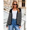 Glamaker Womens Striped Cardigan Sweaters - Long Sleeve Button Open