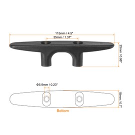 PATIKIL 4.5 Inch Nylon Boat Dock Cleat 2 Pack Kayak Small Rope Tie Cleat Dock for Marine Deck Boats Canoes Kayaks, Decor, Black