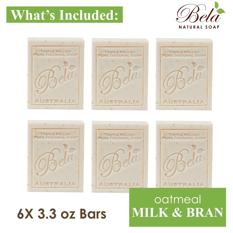BELA Oatmeal Soap with Milk and Bran 3.3 OZ, Pack