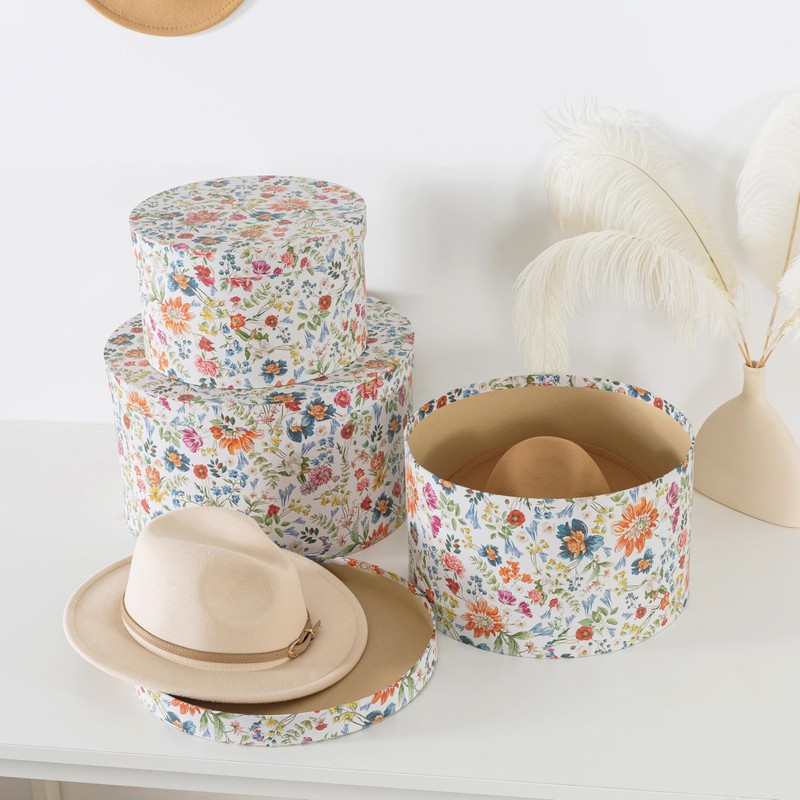 Soul & Lane Botanica Bliss Round Hat Boxes with Lids