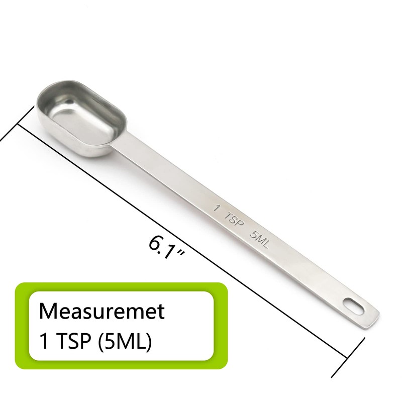 BERYLER 1PCS 1tsp (1/3tbsp, 5ml) Single Measuring Spoon, Stainless Steel