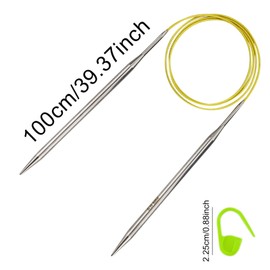 21 Pcs Circular Knitting Needles Set 1 Circular Knitting Needles 6.0mm 100cm Long, 20 Locking Stitch Markers Steel Circular Needles with Flexible Cable, Metal Fixed Circular Knitting Pins