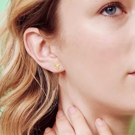 Fashion Cross Stars Cartilage Stud Earrings Stainless Steel Starburst Studs Earring for Women Cute Jewelry Gifts (Gold)