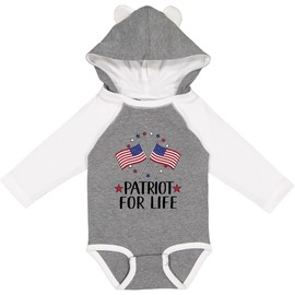 inktastic Patriot for Life American Patriotic Long Sleeve Creeper 18 Months Granite & White W Ears 45664