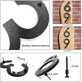10 Inch House Numbers Large Floating Address Numbers, Modern House Numbers Black Acrylic House Number Sign Address Plaque for House Outside (3, 10 INCH)
