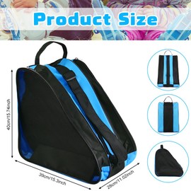ADERTOS Roller Skate Bag Unisex Ice Skate Bag Oxford Cloth Roller Skating Bag Breathable Inline Skates Carry Bag Case Triangle Skate Shoe Bag with Adjustable Shoulder Strap for Women Men (Blue)