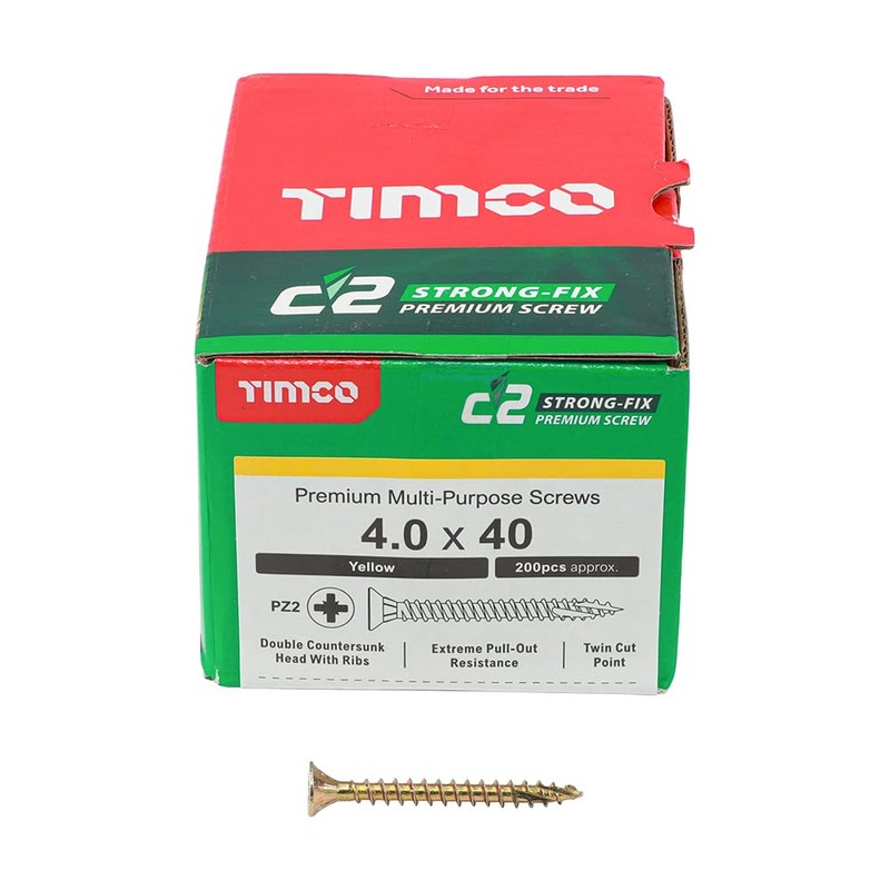 TIMCO C2 Strong-Fix Multi-Purpose Premium Countersunk Gold Woodscrews - 4.0